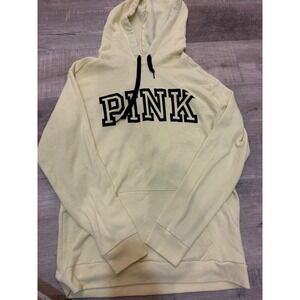 PINK Victoria's Secret Classic Spellout Pullover Hoodie - Pale Yellow - M
